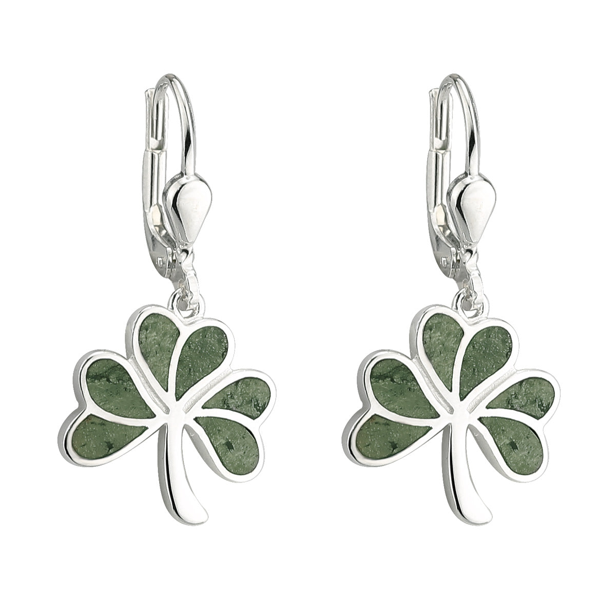 sterling silver connemara marble shamrock drop earrings s33593 from Solvar