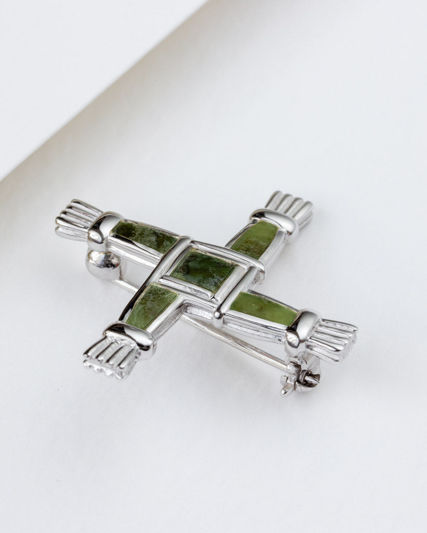 lifestyle image 2 of Connemara marble St Brigid's Cross brooch from Solvar 