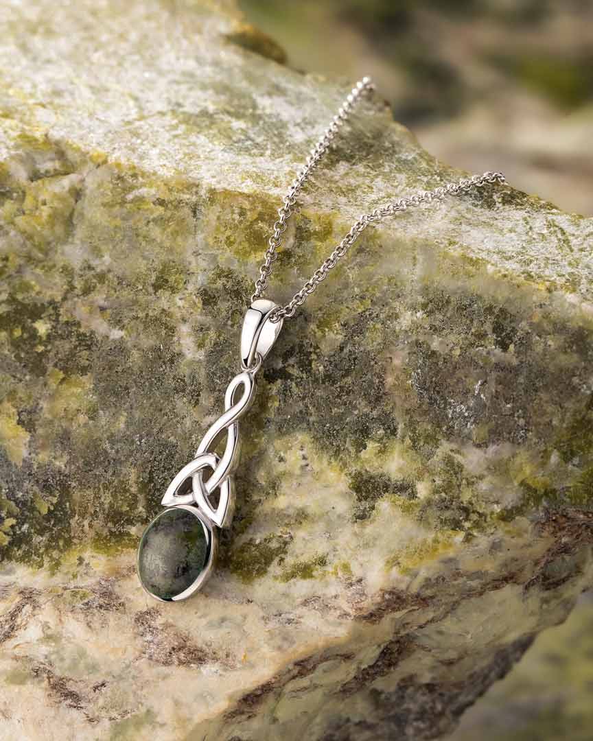 Solvar Rhodium Connemara Marble Pendant Necklace Solvar