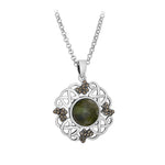 Product image of Marble & Marcasite Celtic Shamrock Pendant from Solvar jewellery