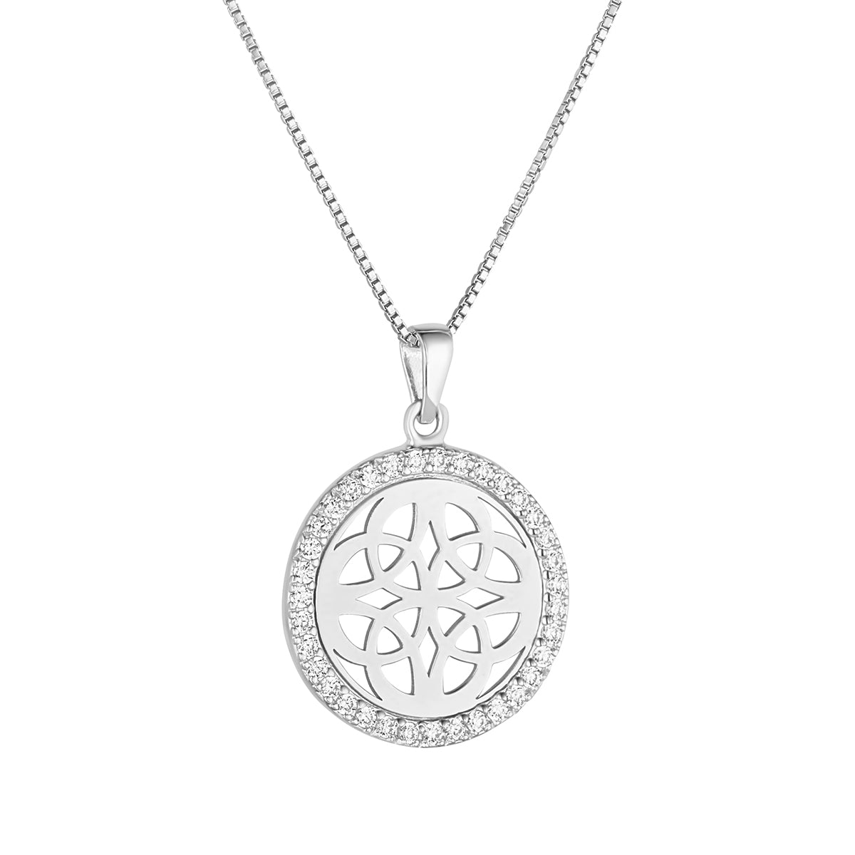 Stock image of Solvar sterling silver cz round celtic knot necklace s47015