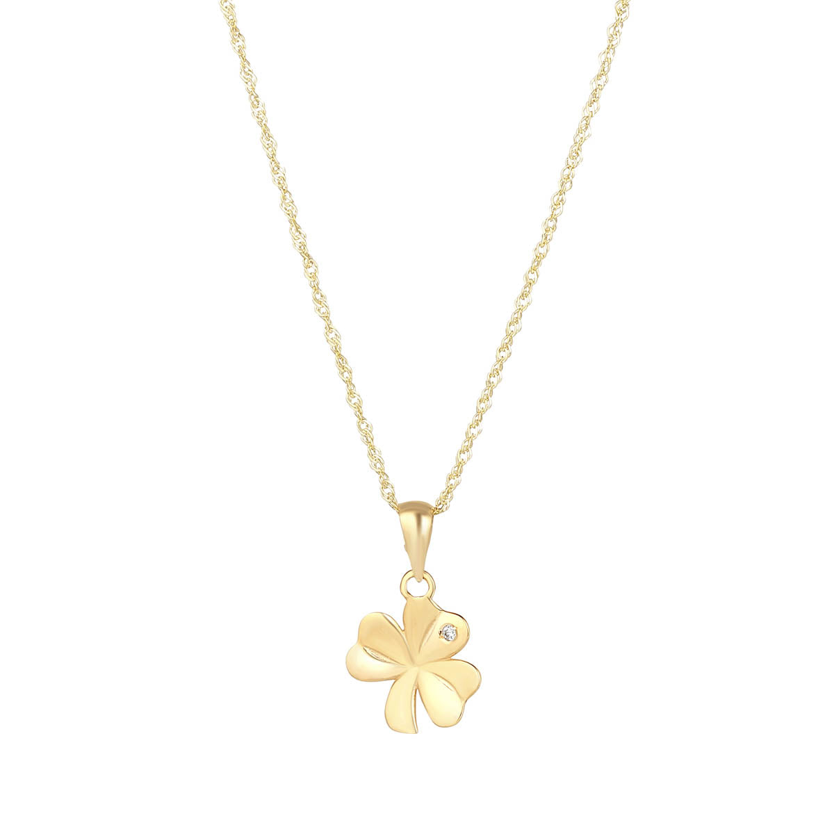 Solvar 10k gold cubic zirconia shamrock necklace S46924