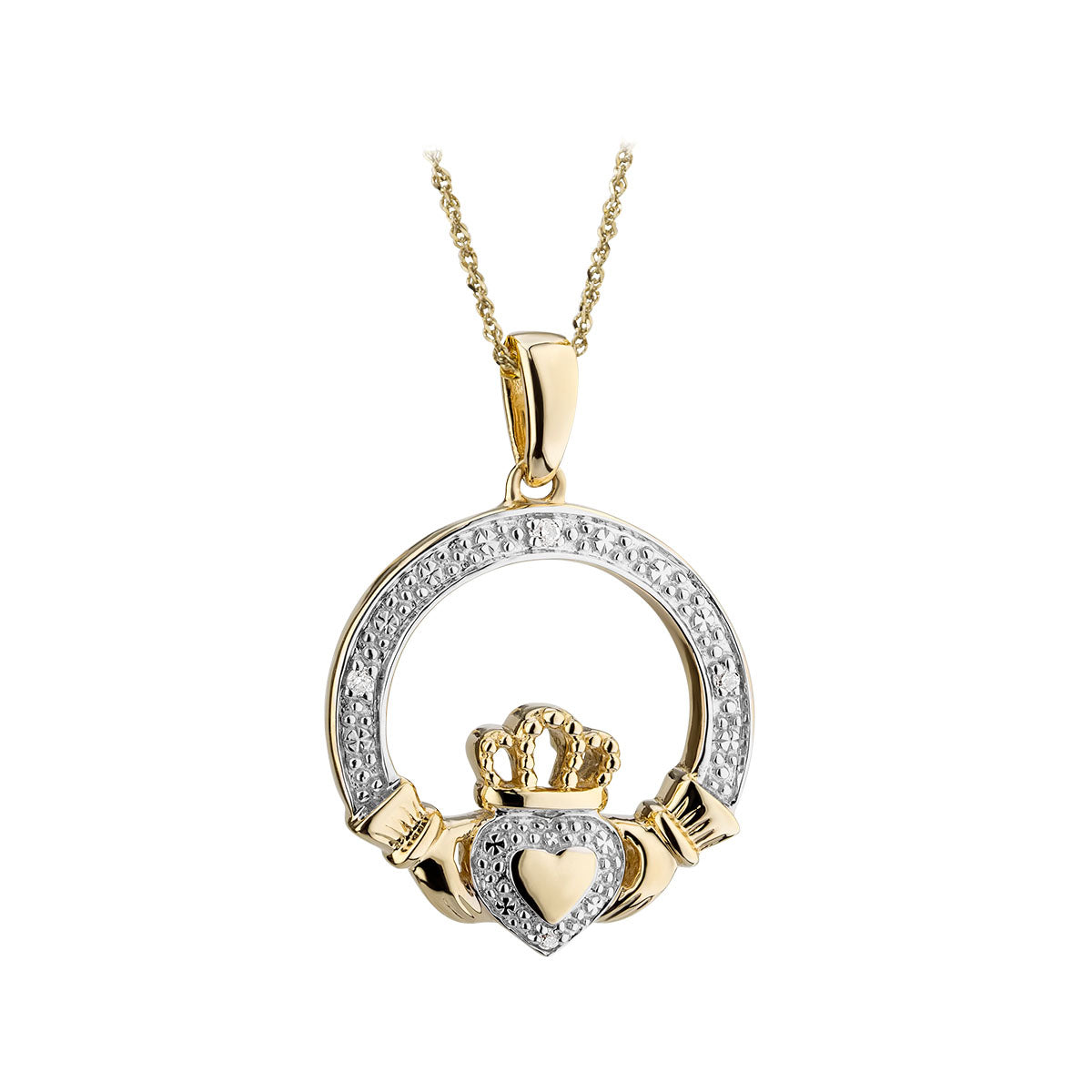 14k gold diamond claddagh pendant s46424 from Solvar