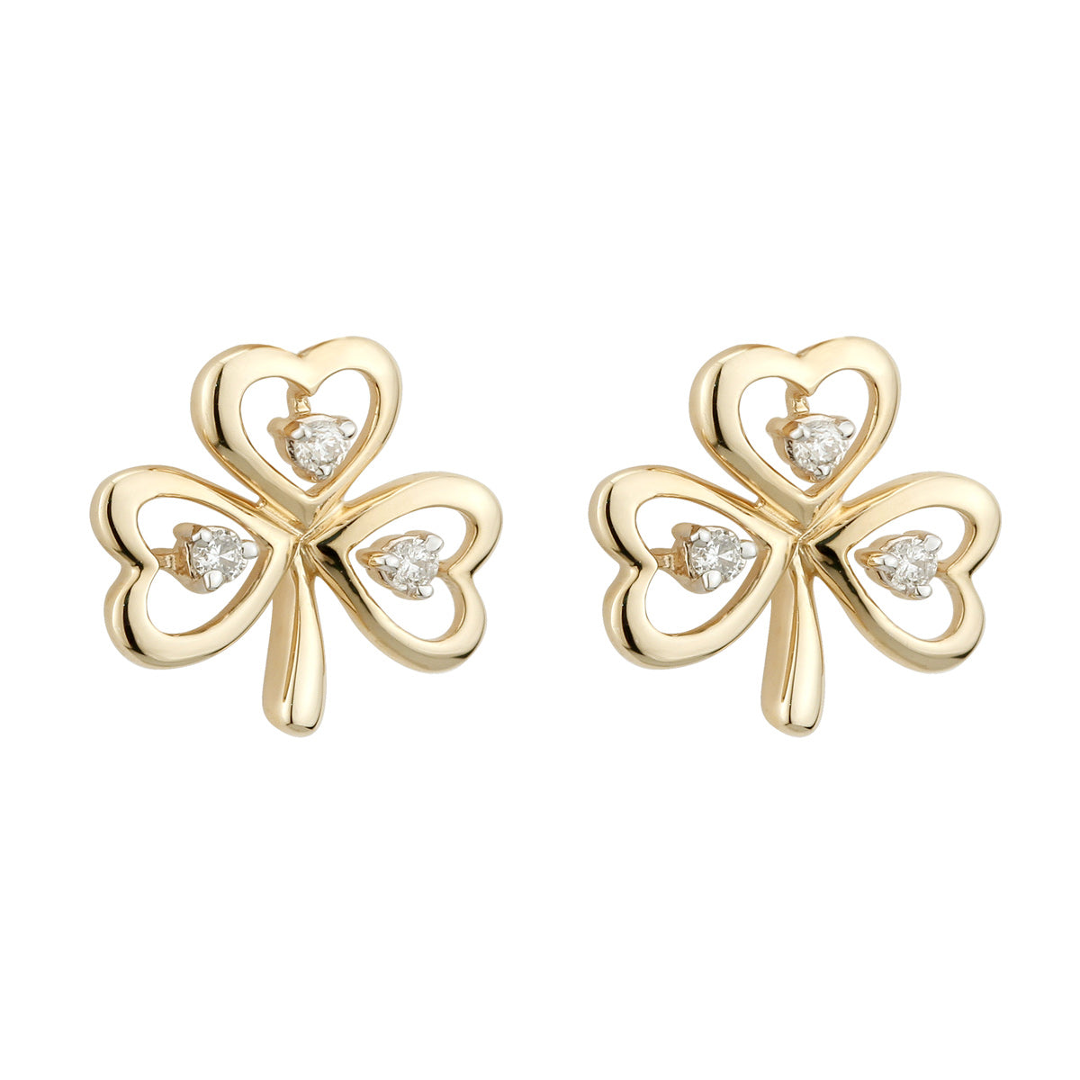 14K gold diamond shamrock earrings s33482 from Solvar