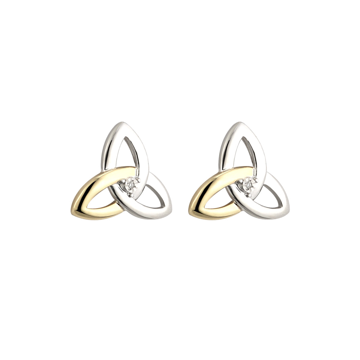 10k gold and diamond sterling silver trinity knot stud earrings s33416 from Solvar