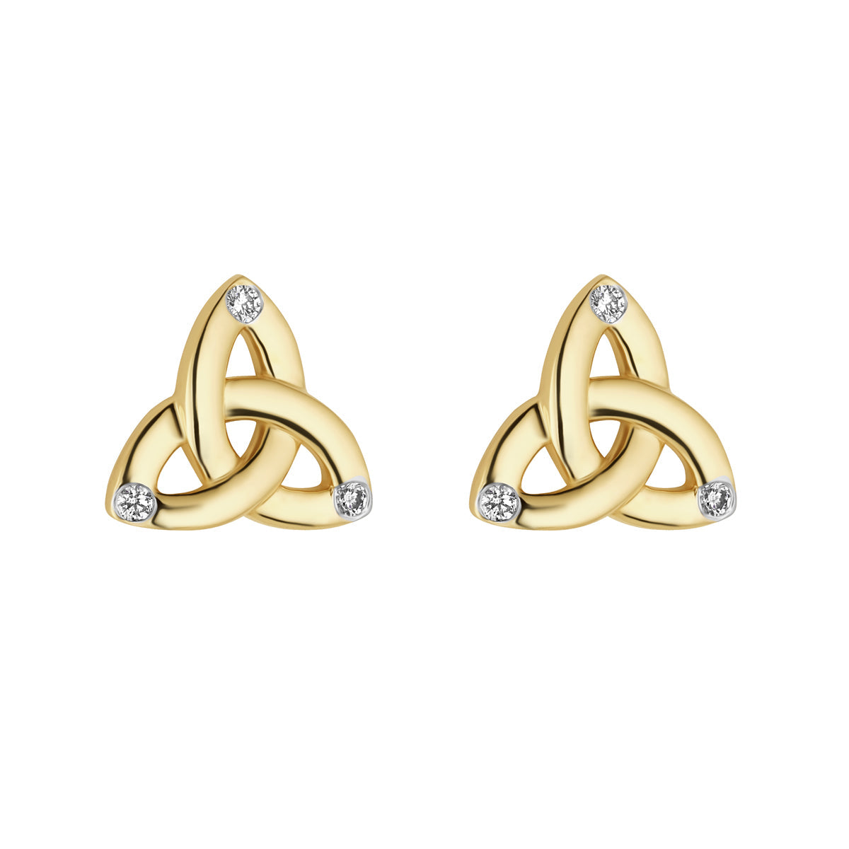 14K Gold Flush Set Diamond Trinity Knot Earrings S34192 from Solvar Irish Jewellery