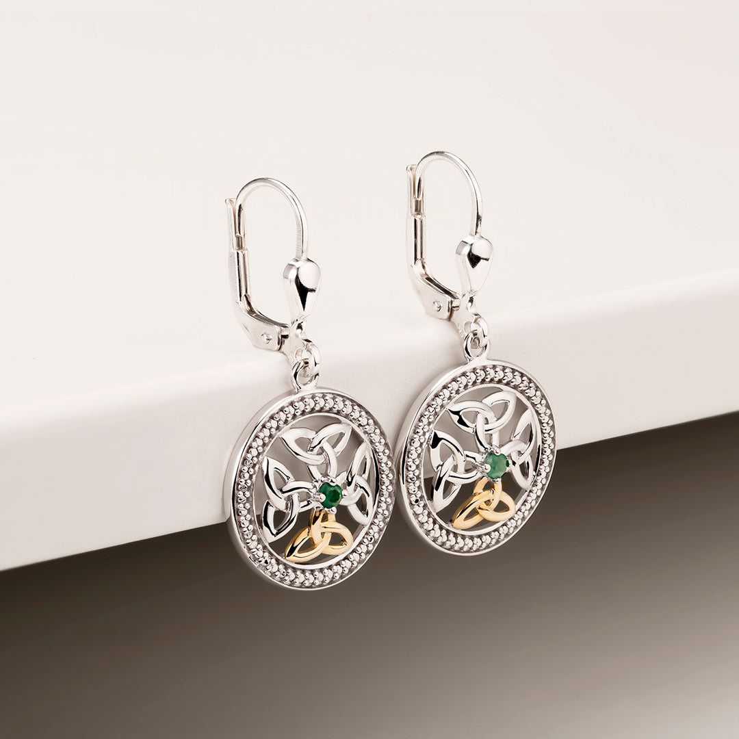 styled image sterling silver 10k gold emerald celtic knot earrings s33947 from Solvar