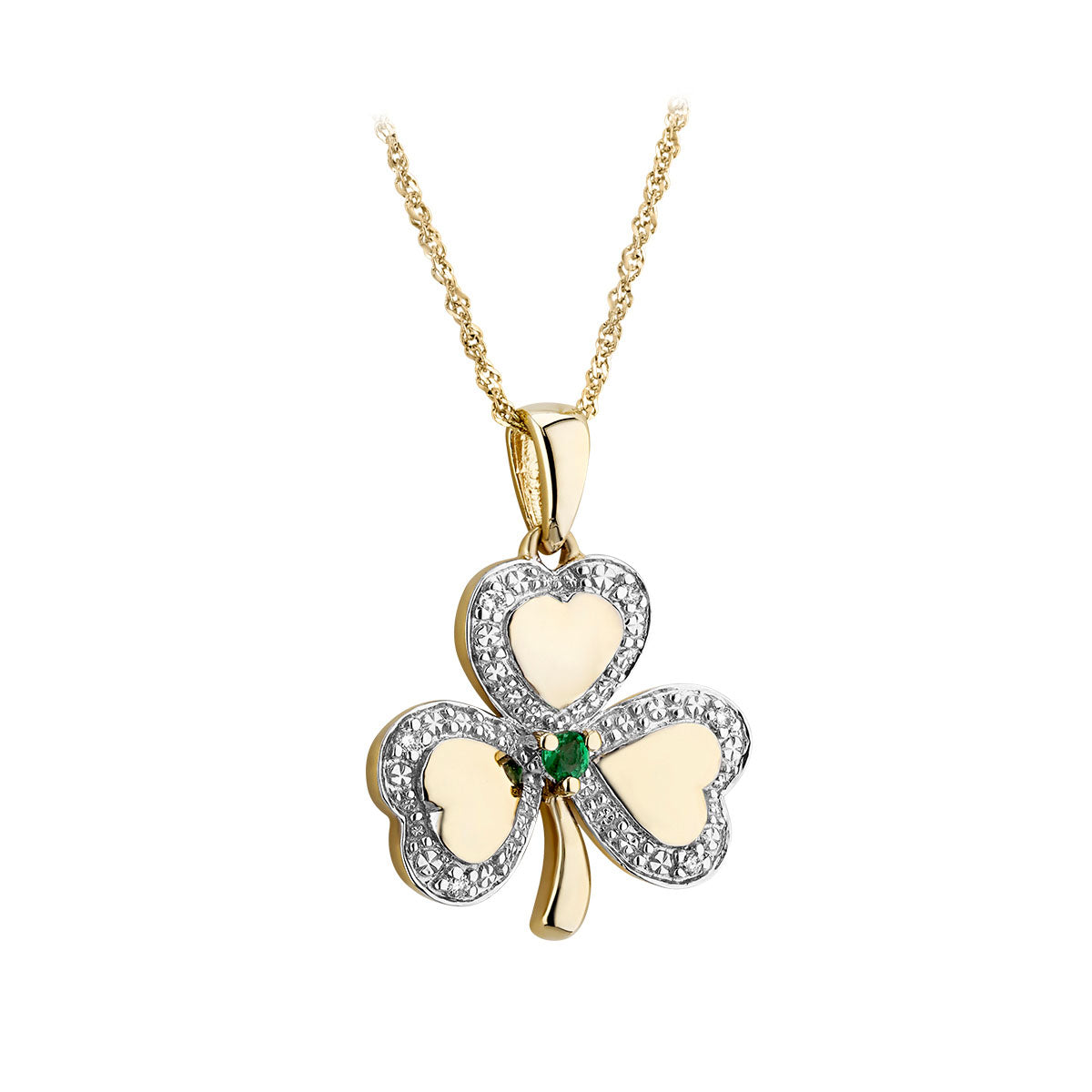 10k gold diamond and emerald shamrock pendant s46501 from Solvar