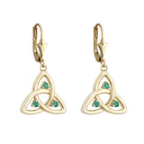 14K gold emerald trinity knot drop earrings s33500 from Solvar