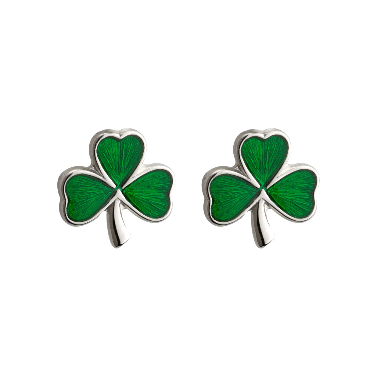 sterling silver small enamel shamrock stud earrings s3255 from Solvar