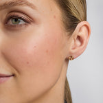 on model wearing Solvar fancy shamrock stud earrings s34204