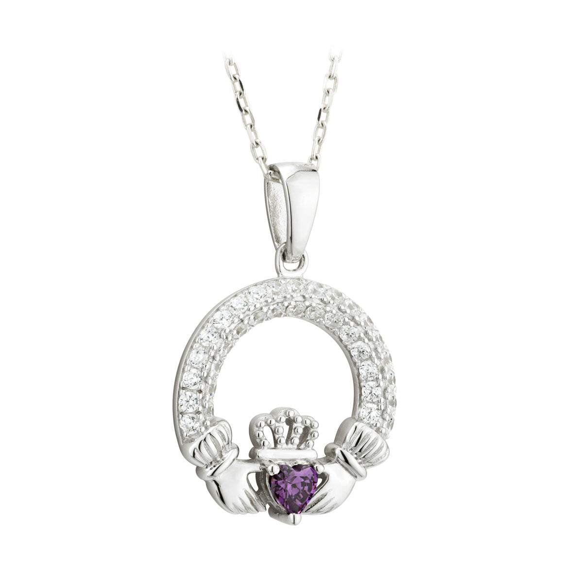 february birthstone amethyst claddagh necklace S46117-02 from Solvar