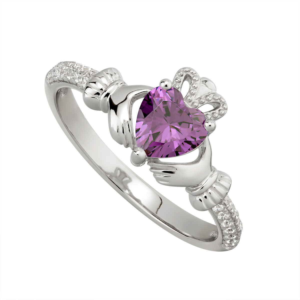 sterling silver claddagh ring february birthstone s2106202 from Solvar