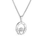 Stock image of Solvar flush set cz claddagh necklace s46995