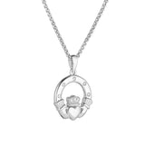 Stock image of Solvar flush set cz claddagh necklace s46995