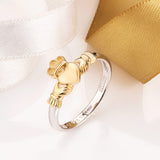 lifestyle image of two tone claddagh ring s21131