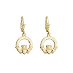 plain image of Solvar plain gold claddagh drop earrings on the white background