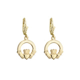 plain image of Solvar plain gold claddagh drop earrings on the white background