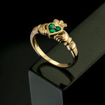 styled image of 14K gold claddagh emerald heart ring s2466 from Solvar 