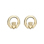 plain image of solvar gold claddagh stud earrings on the white background