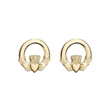 plain image of solvar gold claddagh stud earrings on the white background