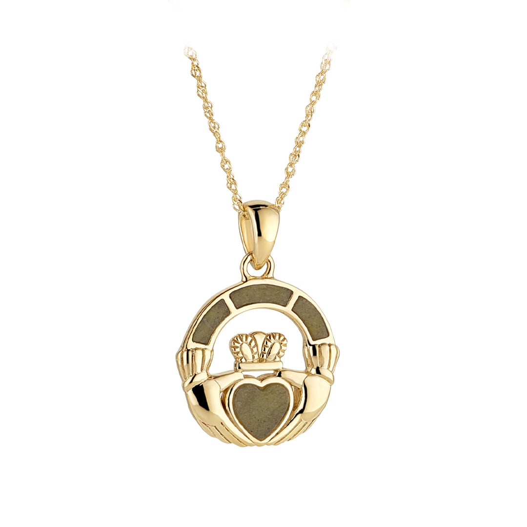 10k gold connemara marble claddagh necklace S47090 from Solvar
