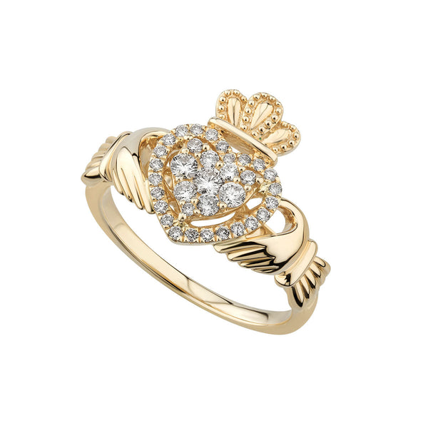 Gold Diamond Engagement Claddagh Ring – Solvar Jewellery