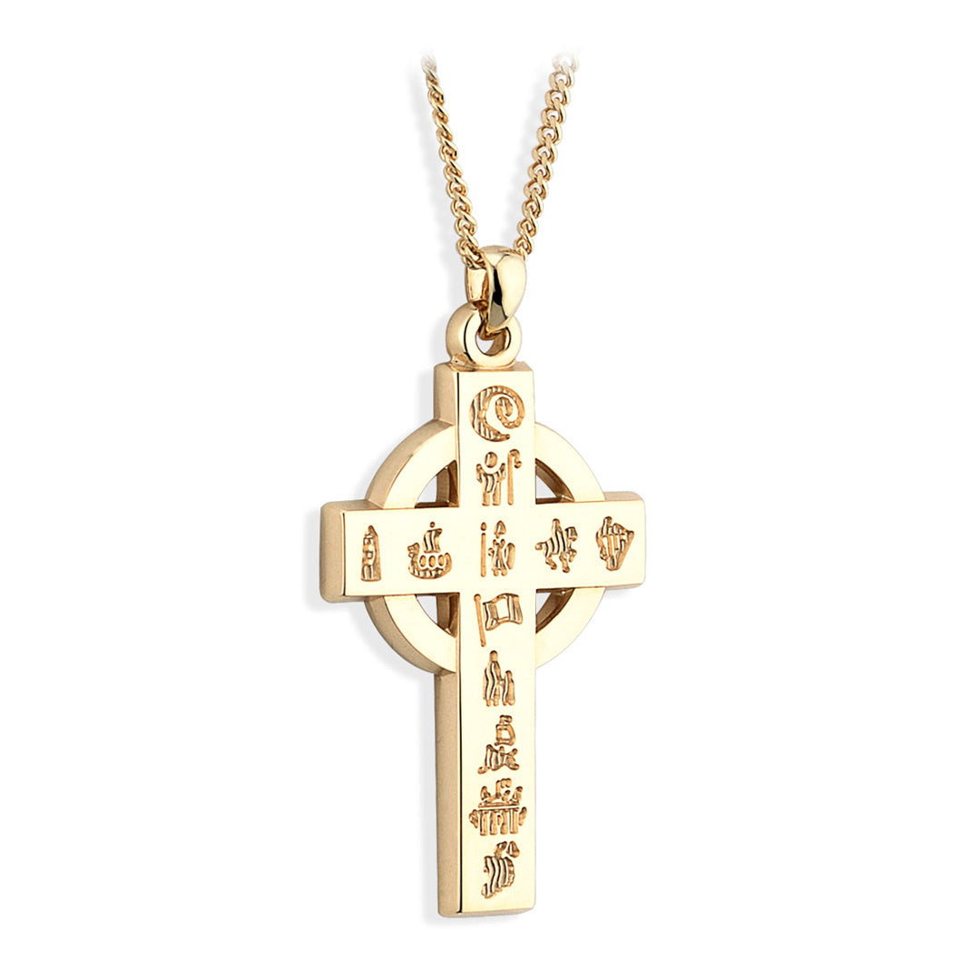 14 karat gold history of Ireland Celtic Cross S45165 from Solvar