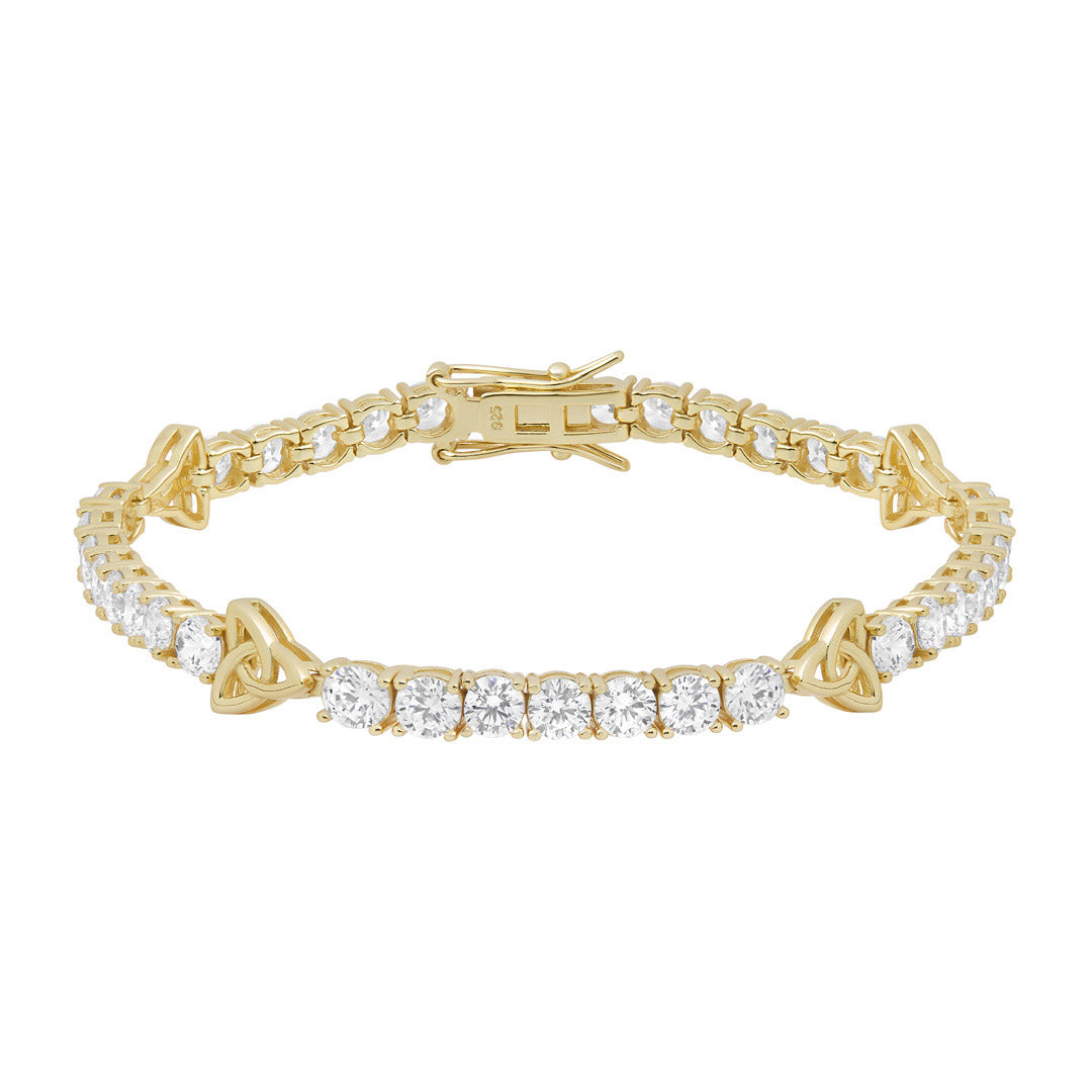 Product image of Gold Plated Silver Cz Trinity Knot Tennis Bracelet from Solvar jewellery