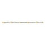 gold plated trinity knot tennis bracelet in the open state