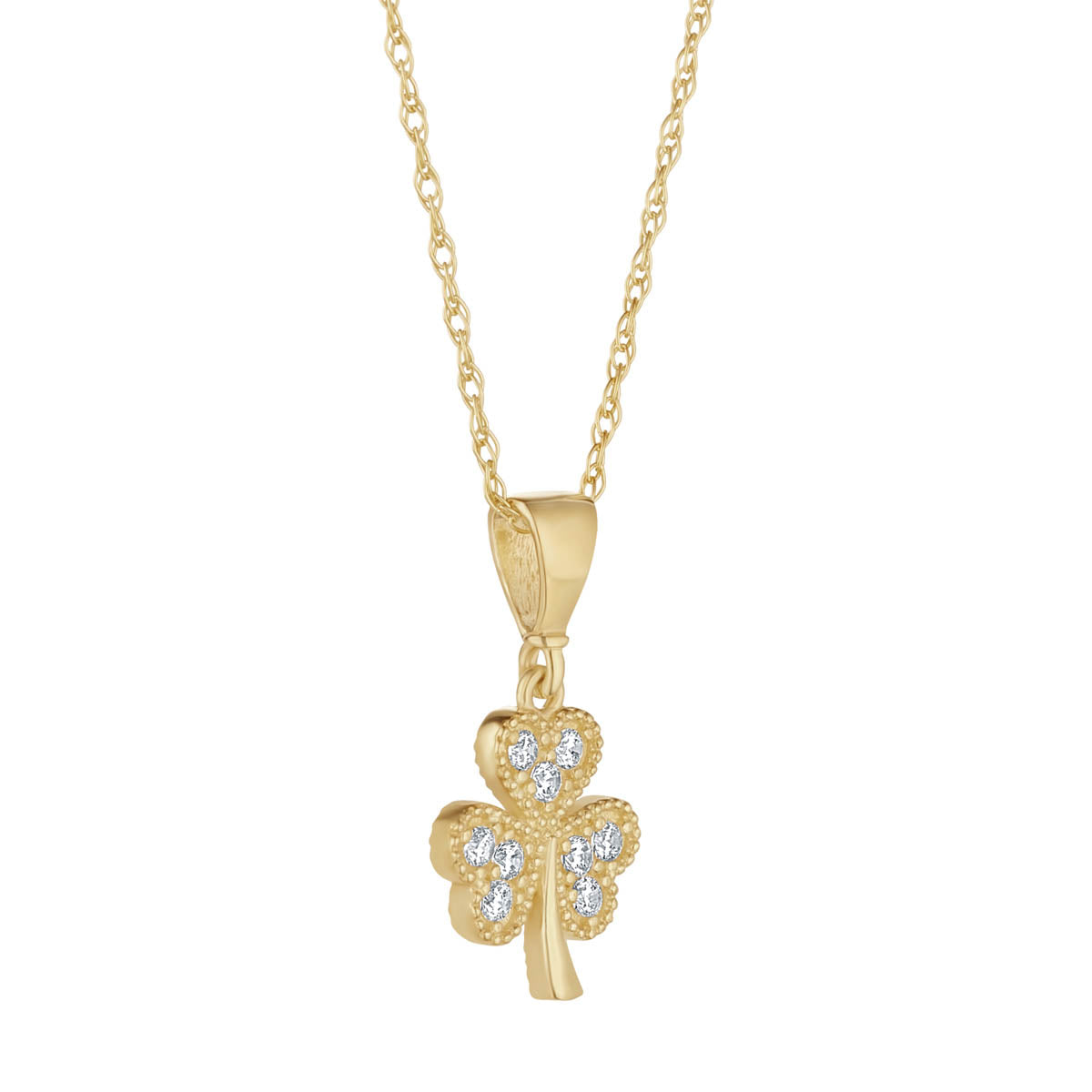 Stock image of Solvar 10K Gold Cz Shamrock Pendant S46943