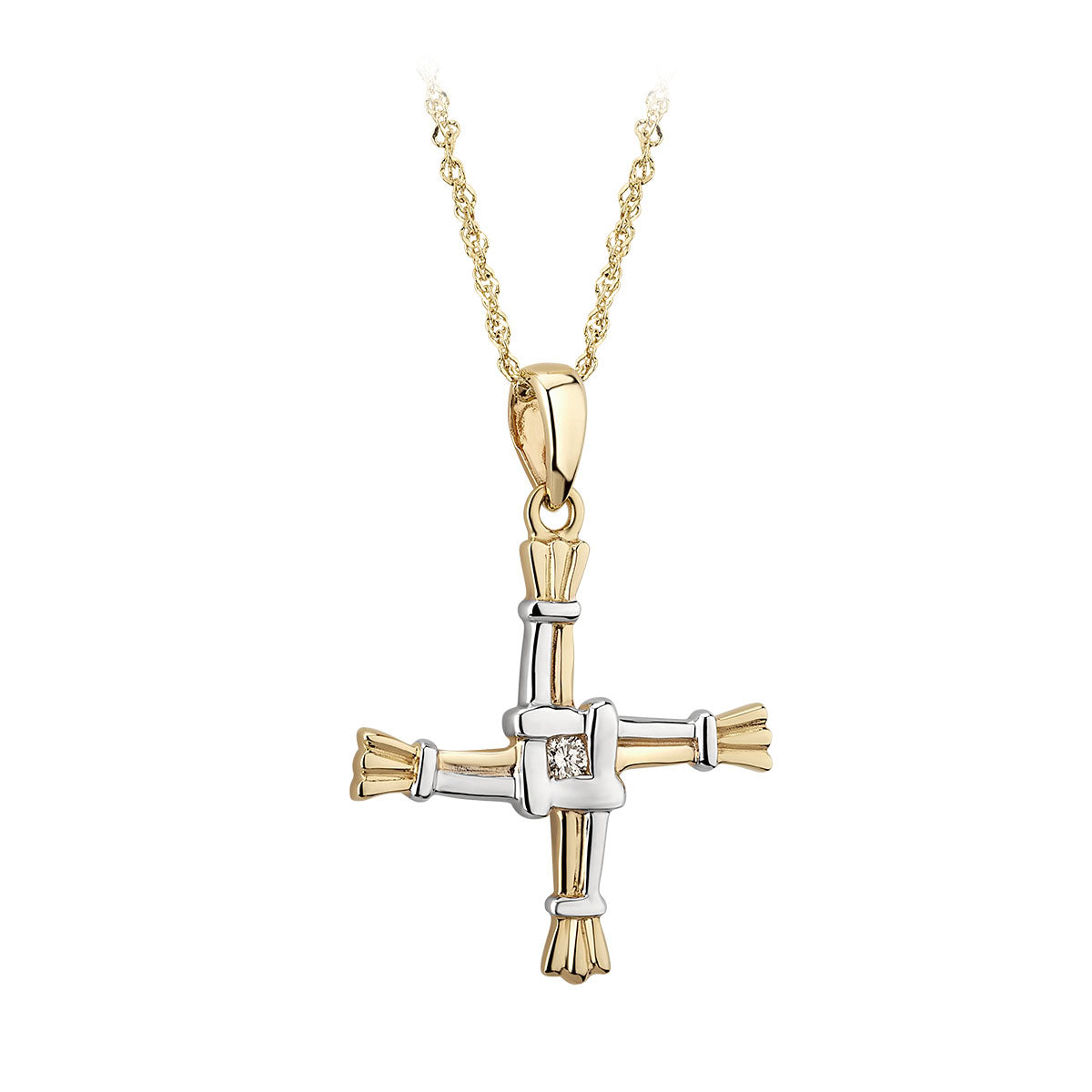 14k two tone gold diamond st brigids cross pendant s44442 from Solvar