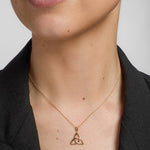 14k gold trinity knot pendant s4215 on a model 1