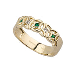 14K gold diamond and emerald trinity knot ring s2626 from Solvar