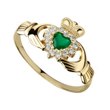 green agate Gold Claddagh ring from Solvar