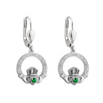 sterling silver crystal illusion claddagh drop earrings s34021 from Solvar
