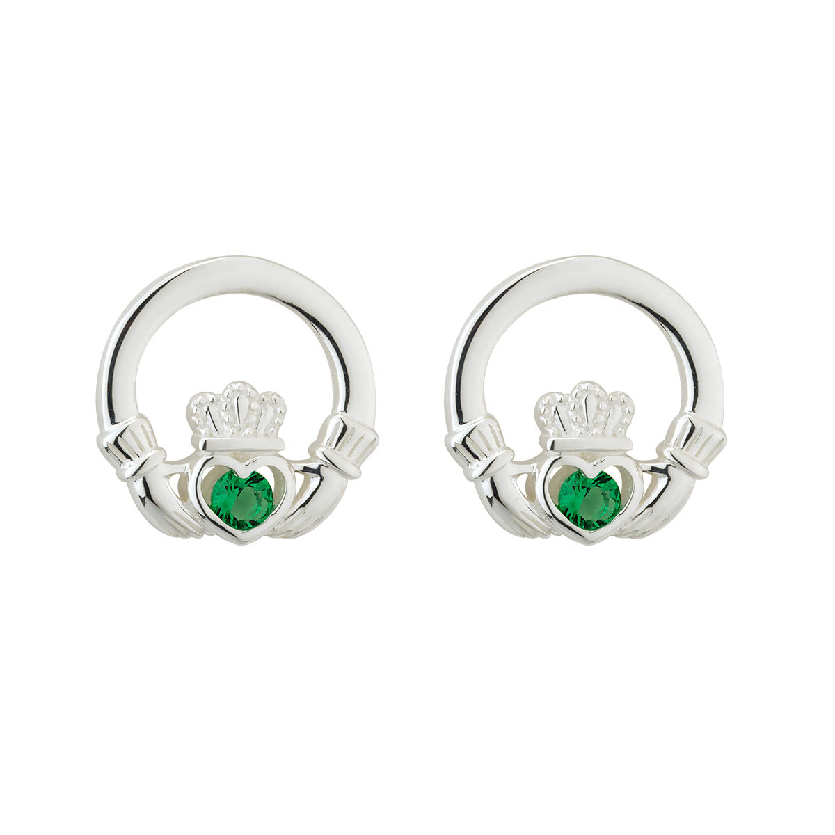 sterling silver green crystal claddagh stud earrings s33915 from Solvar