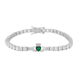 Product image of Silver Green Cz Heart Claddagh Tennis Bracelet from Solvar jewellery