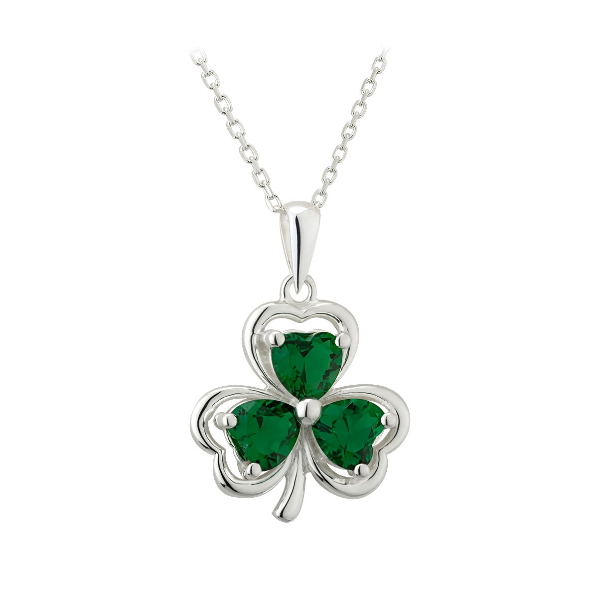 sterling silver green crystal shamrock pendant s46359 from Solvar