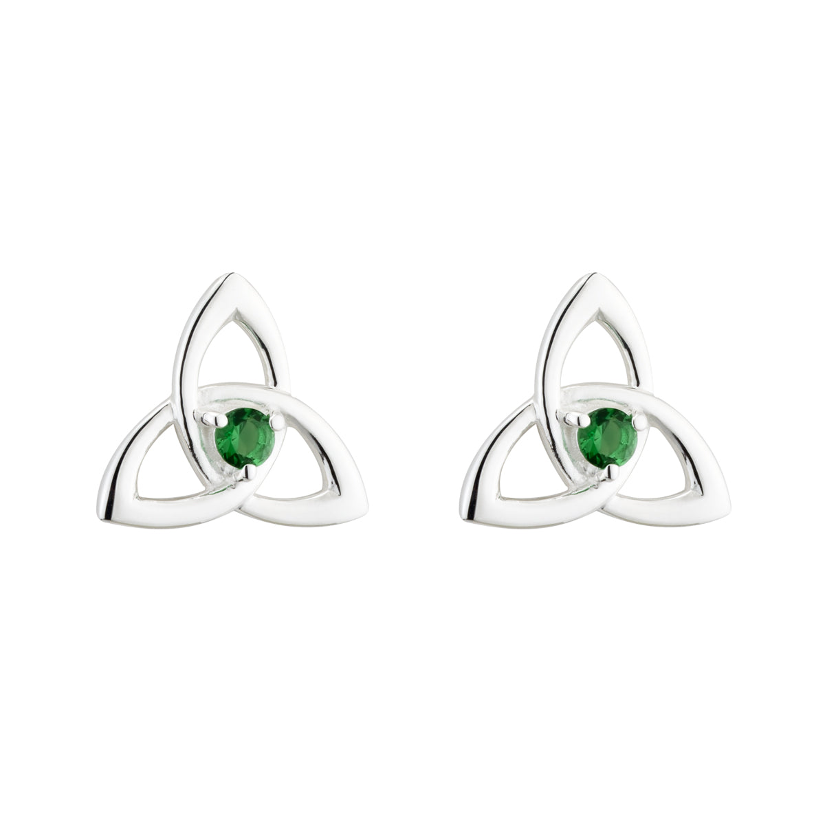 sterling silver green crystal trinity knot stud earrings s33767 from Solvar