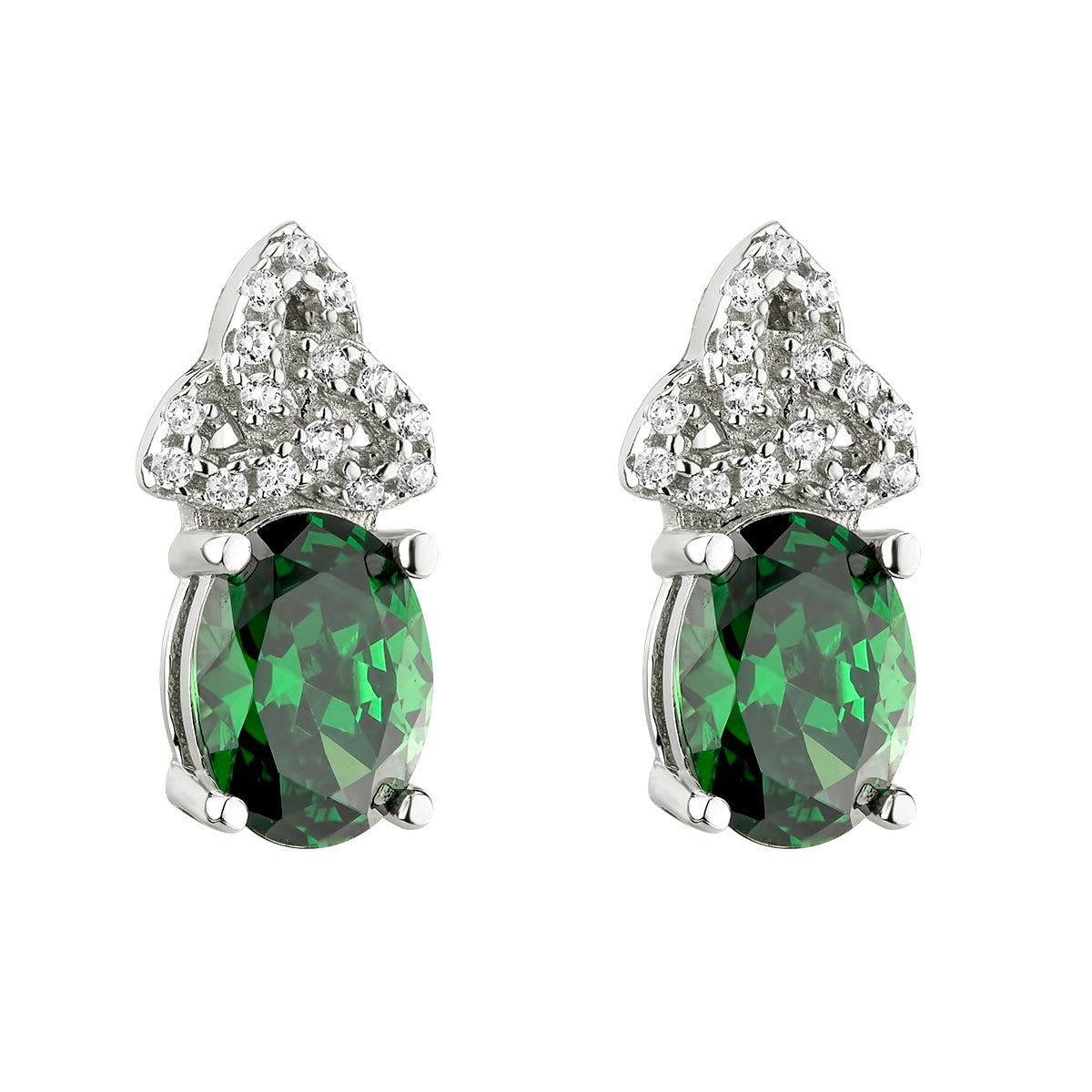 sterling silver green cubic zirconia trinity knot stud earrings s33963 from Solvar