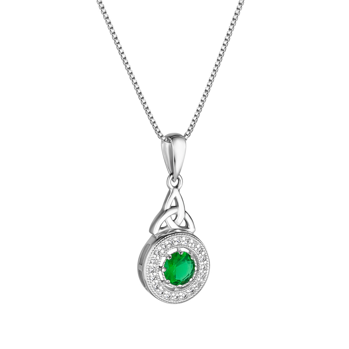 Stock image of Solvar cluster green cz trinity knot necklace s46997