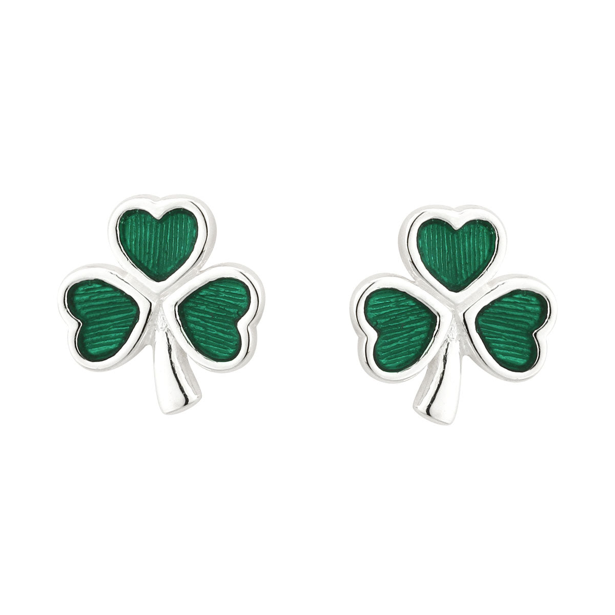 sterling silver enamel shamrock stud earrings s3147 from Solvar