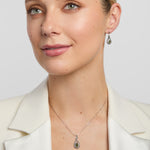 model wearing connemara marble celtic jewellery set from Solvar