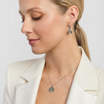 connemara marble shamrock jewellery set on a model
