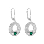 Product image of Green Cz Celtic Claddagh Drop Earrings from Solvar jewellery