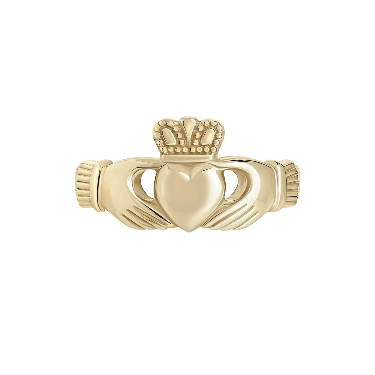 stock image heavy gold Claddagh ring on white background 4