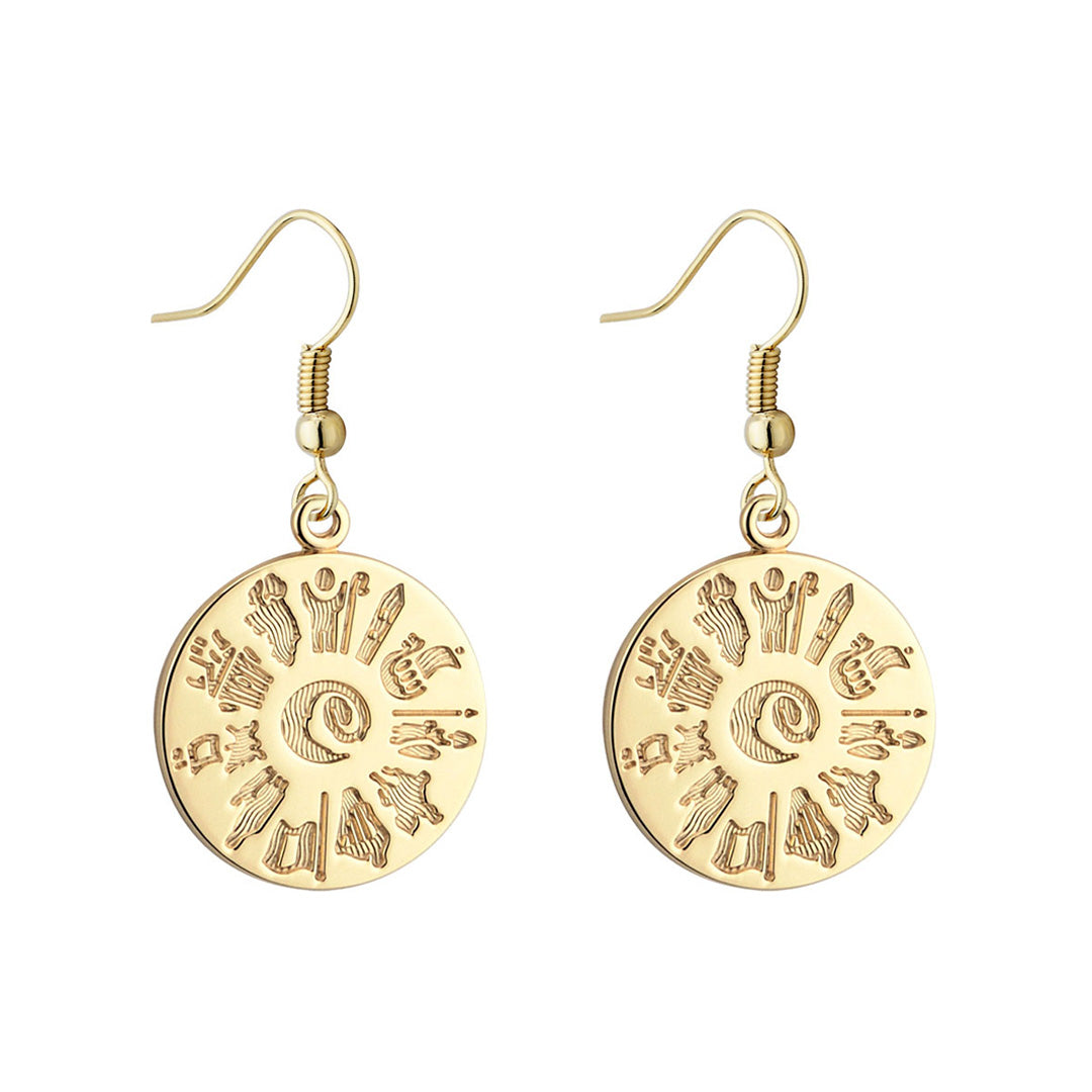 14 karat yellow gold History Of Ireland Disc Earrings S3827 from Solvar