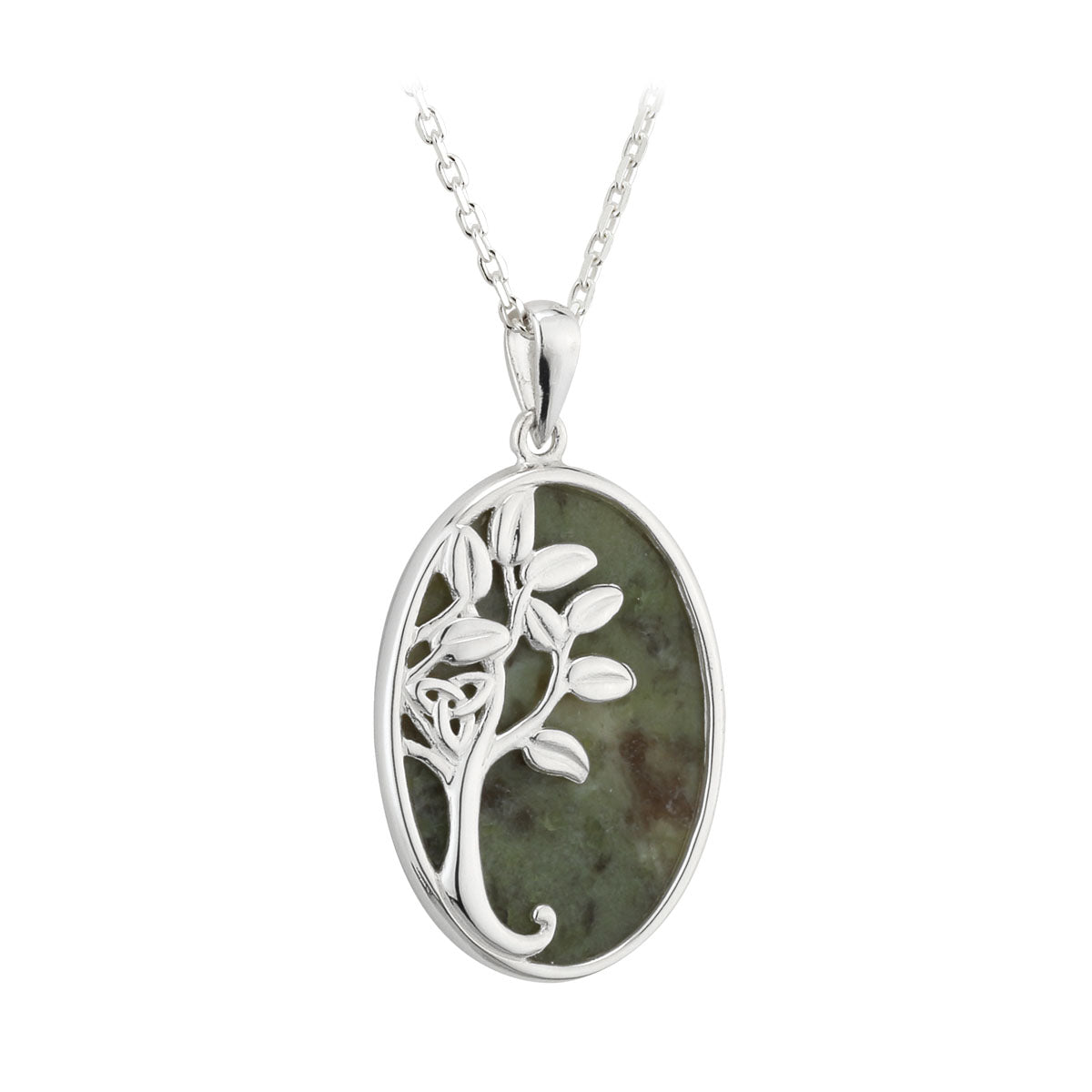 sterling silver connemara marble tree of life necklace s46026 from Solvar