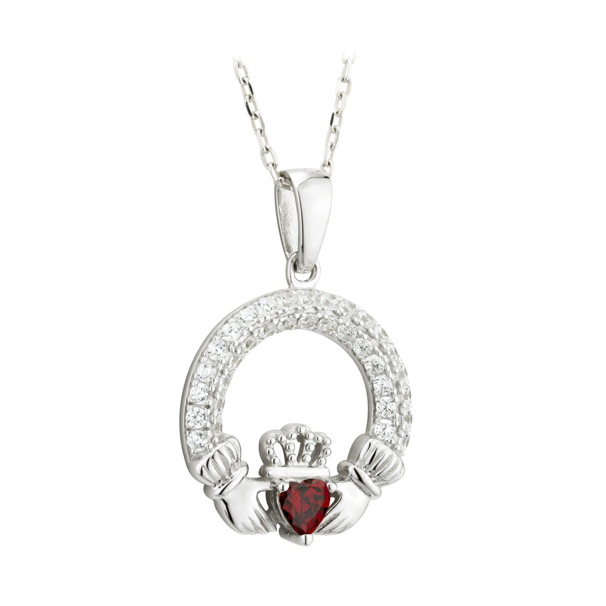 january birthstone garnet claddagh necklace S46117-01 from Solvar